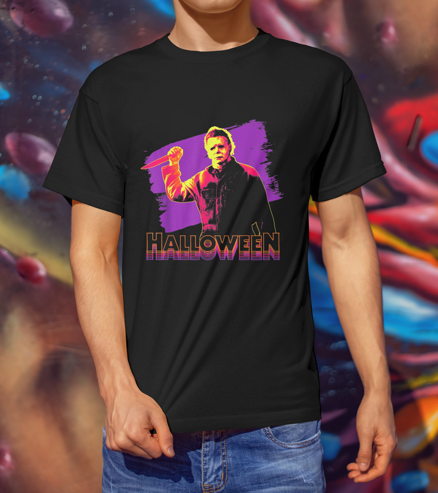 Michael Myers Neon Halloween T-Shirt
