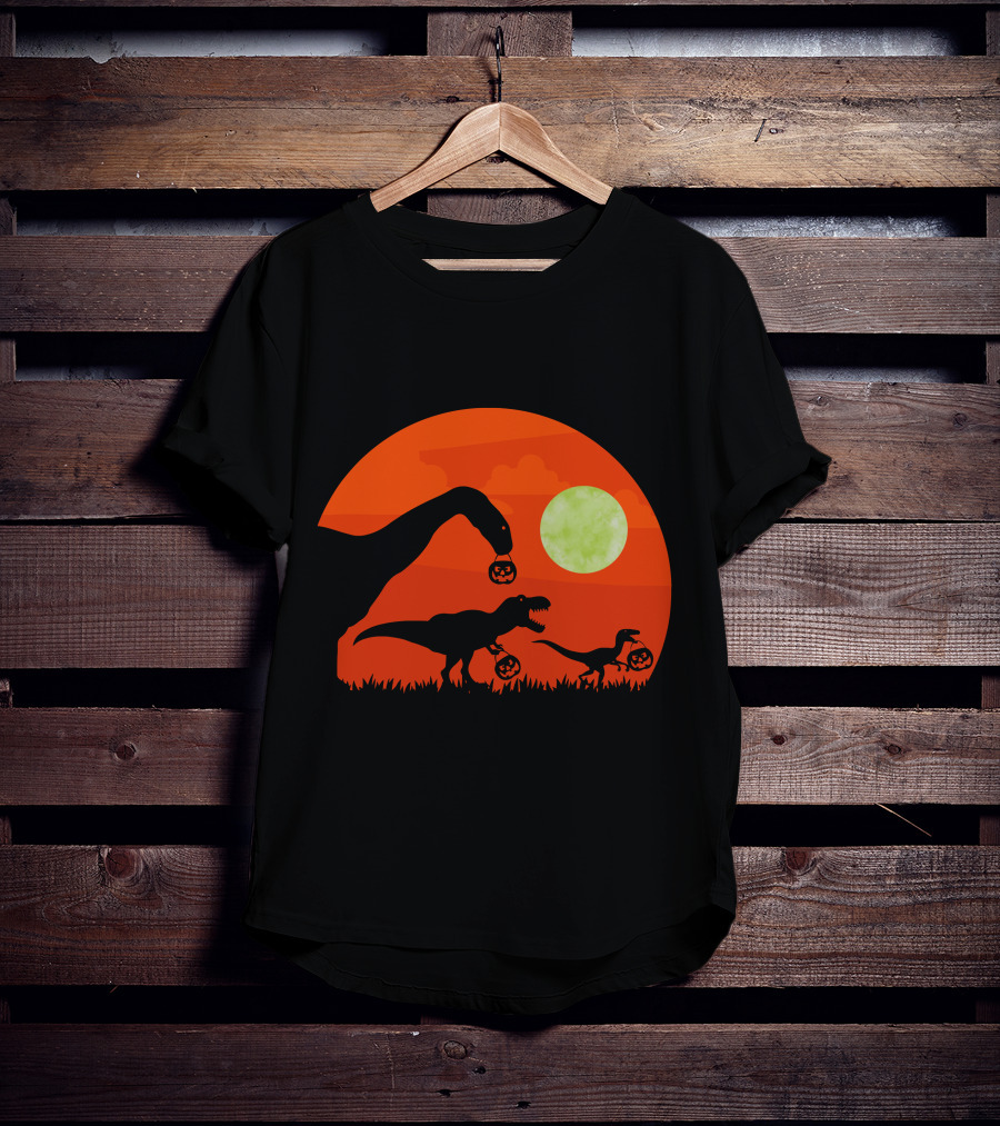 Halloween Dinosaur Rex Pumpkin Moon T-Shirt