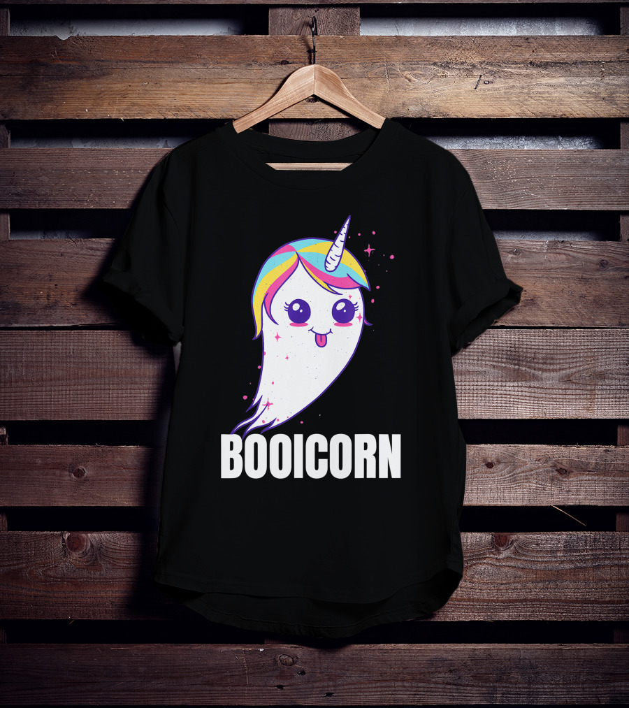 Booicorn Cute Ghost Unicorn Girls Clothes T-Shirt