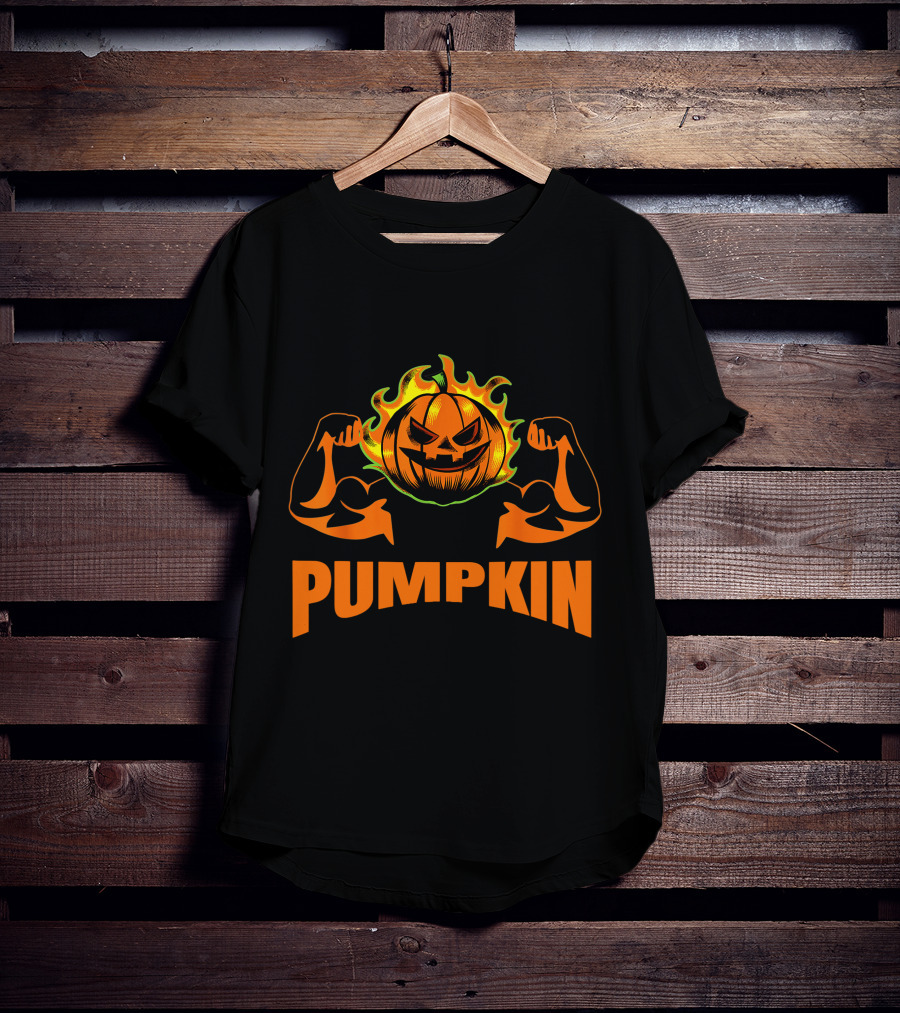 Pumpkin Bodybuilder Halloween Costume Fitness Lover T-Shirt