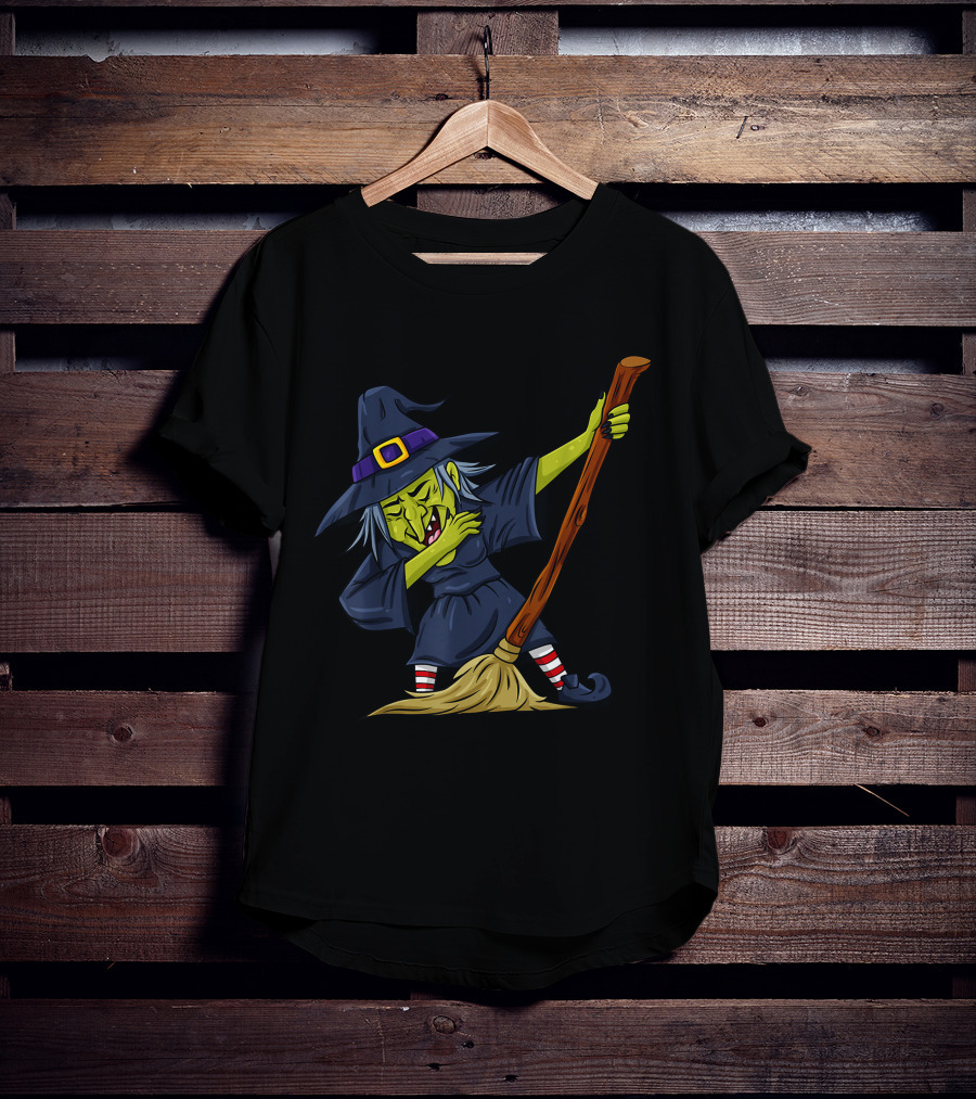 Halloween Witch Broomstick Dab Funny Dance T-Shirt