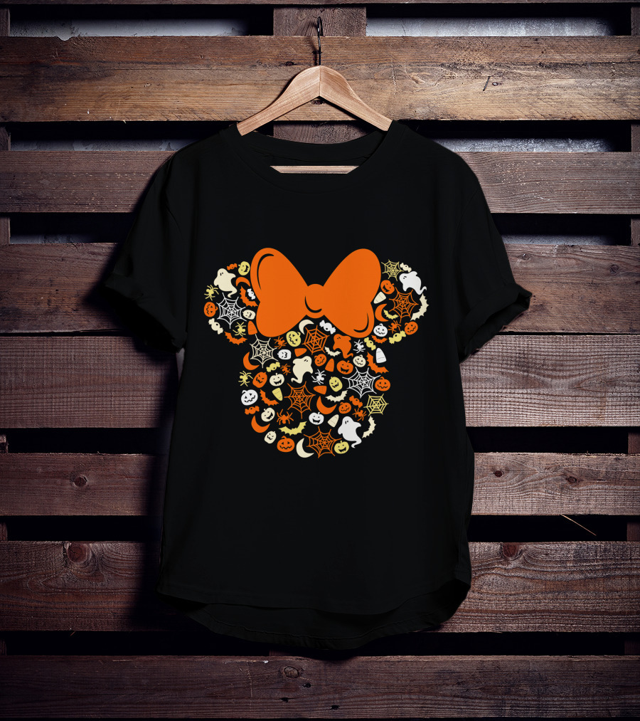 Disney Mouse Halloween Bow Ghosts Pumpkins Spiders T-Shirt