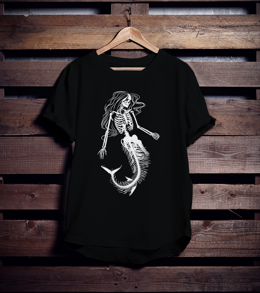 Skeleton Mermaid Halloween Humor T-Shirt