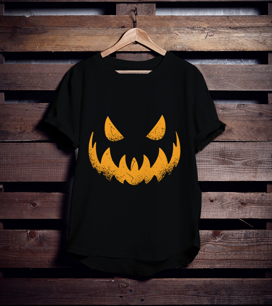 Halloween Pumpkin Scary Smiling Jack-O'-Lantern Face T-Shirt