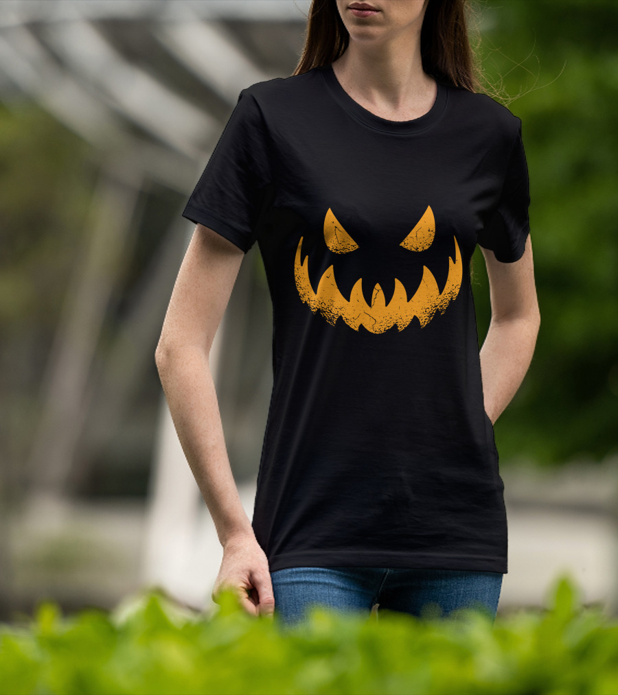 Halloween Pumpkin Scary Smiling Jack-O'-Lantern Face T-Shirt