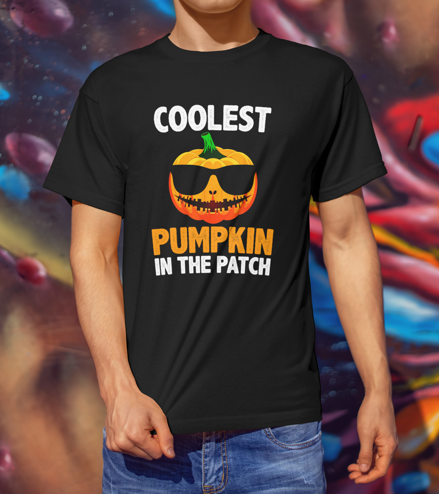 Coolest Pumpkin In The Patch Halloween Sunglasses Jack-O'-Lantern T-Shirt
