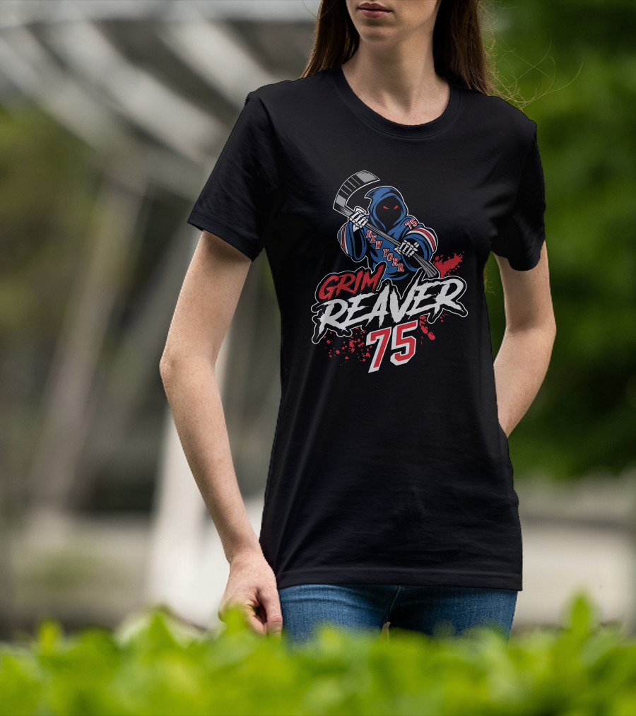 Grim Reaver New York 75 We Bleed Blue Merch T-Shirt