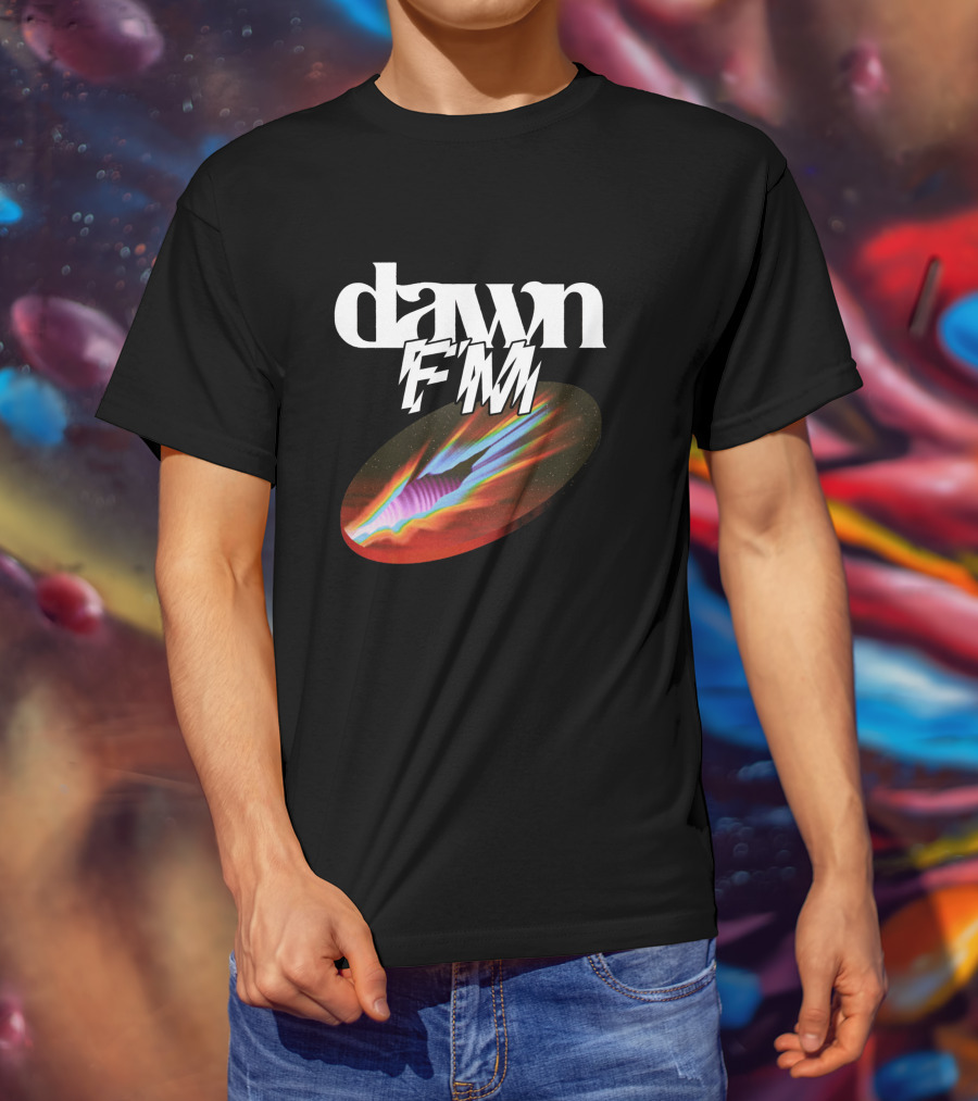 Dawn FM Rip Black Retro Cosmic Burst T-Shirt