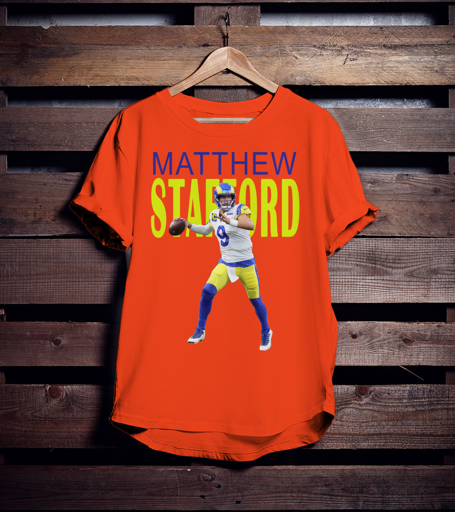 Matthew Stafford Rams Quarterback NFL Football Action T-Shirt