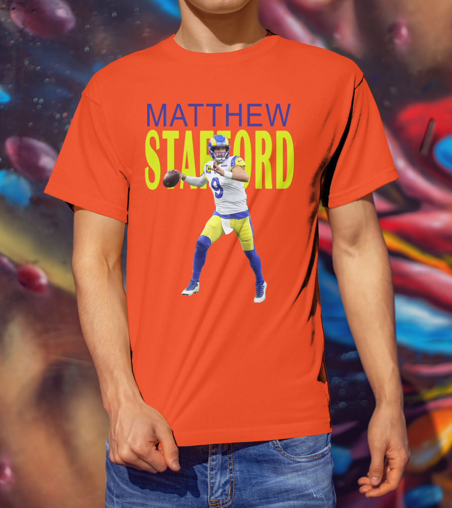 Matthew Stafford Rams Quarterback NFL Football Action T-Shirt