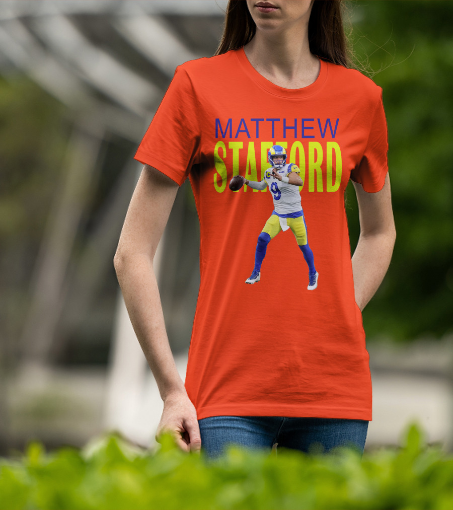 Matthew Stafford Rams Quarterback NFL Football Action T-Shirt