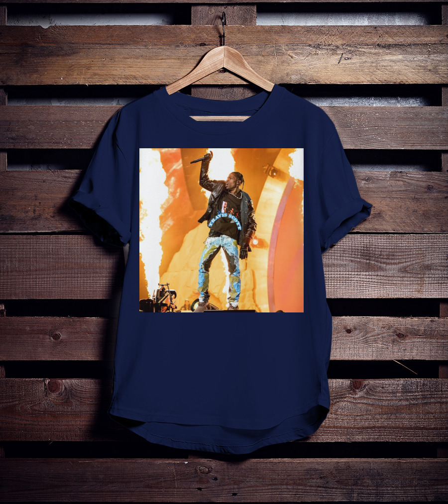 Travis Scott Live Concert Performance With Fire Effects T-Shirt