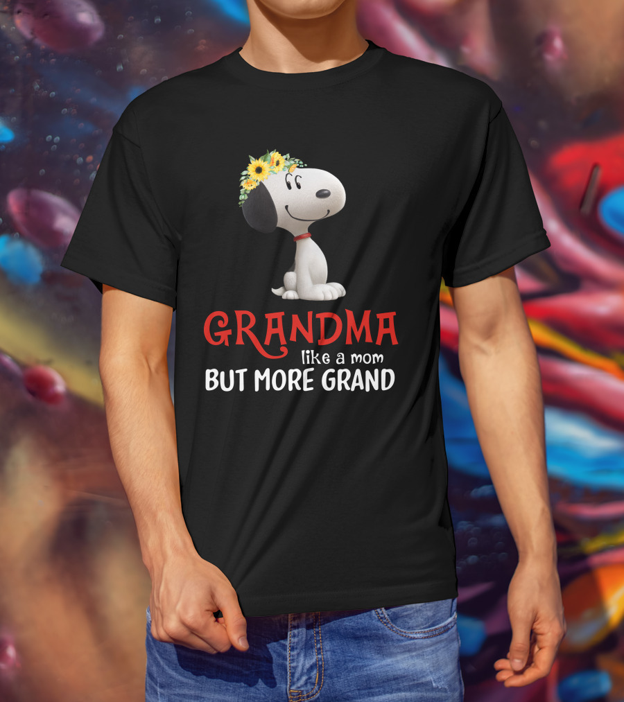 GRANDMA Like A Mom But More Grand Snoopy Sunflower Crown T-Shirt