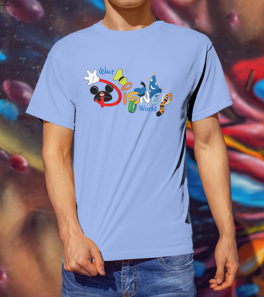 Walt Disney World Mickey Goofy Sorcerer Tigger Stylized Text T-Shirt