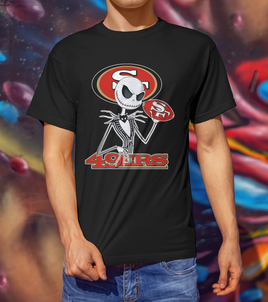 49ers Jack Skellington Football Crossover NFL T-Shirt