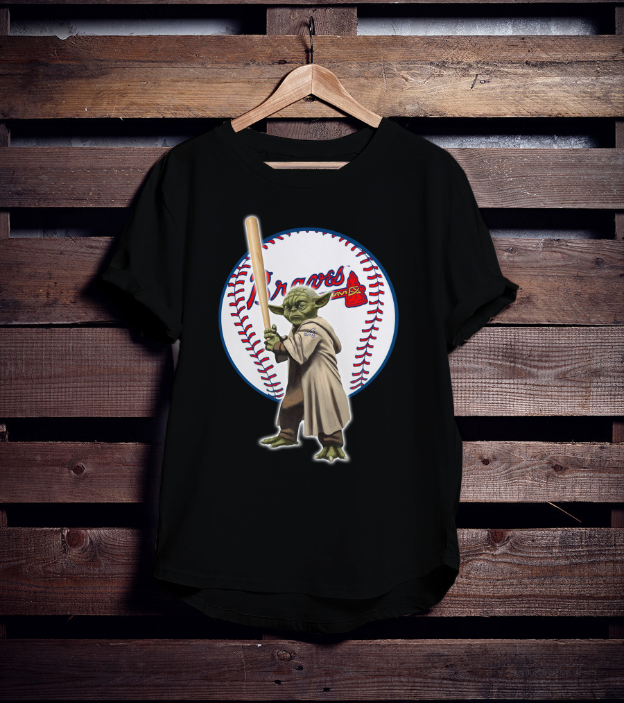 Yoda Braves Baseball Bat Star Wars Crossover Atlanta T-Shirt