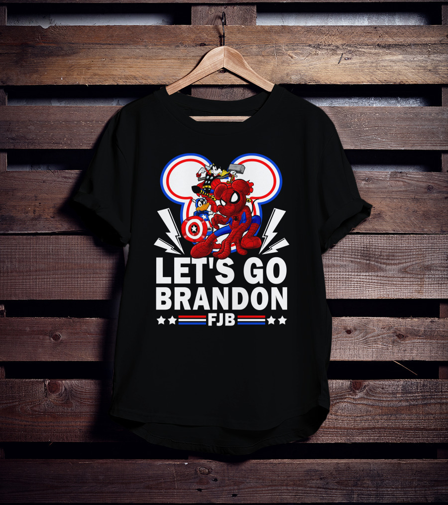 Let's Go Brandon FJB Disney Marvel Spiderman Thor Captain America Mickey Donald T-Shirt