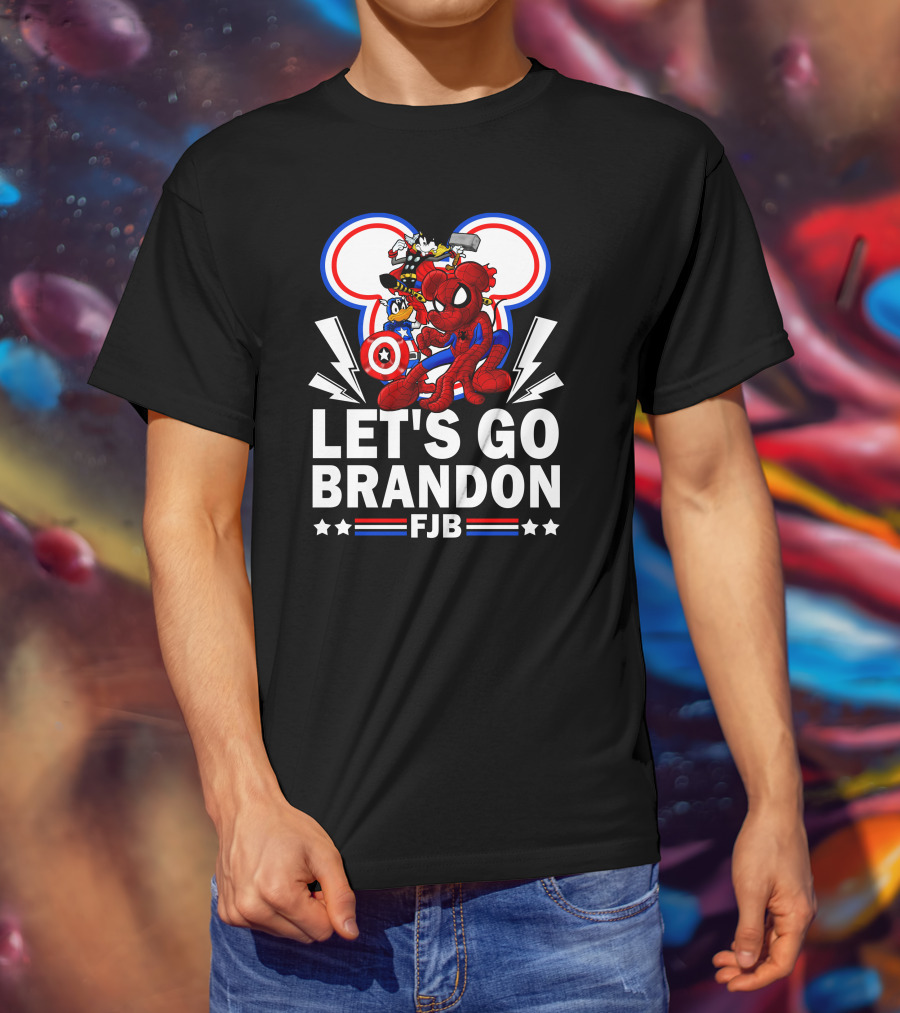 Let's Go Brandon FJB Disney Marvel Spiderman Thor Captain America Mickey Donald T-Shirt