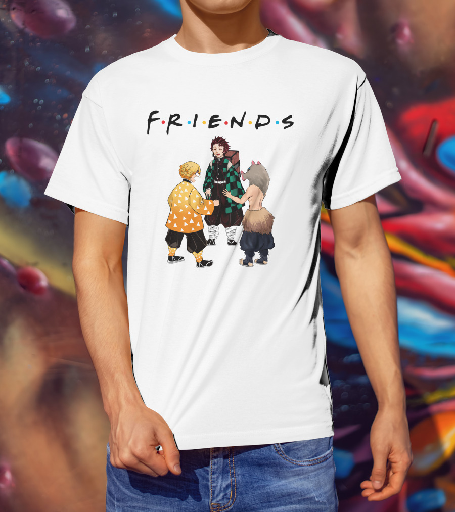 Friends Rock Paper Scissors With Anime Characters T-Shirt
