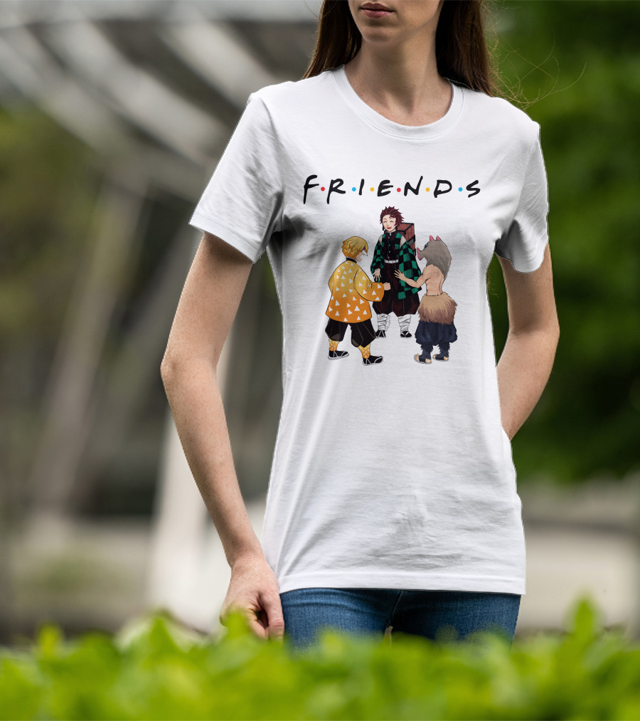 Friends Rock Paper Scissors With Anime Characters T-Shirt