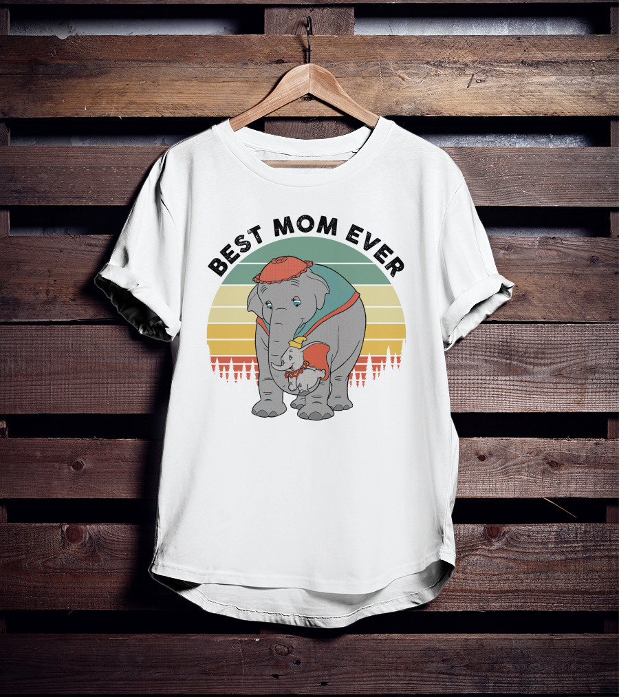 Best Mom Ever Loving Elephant Family T-Shirt
