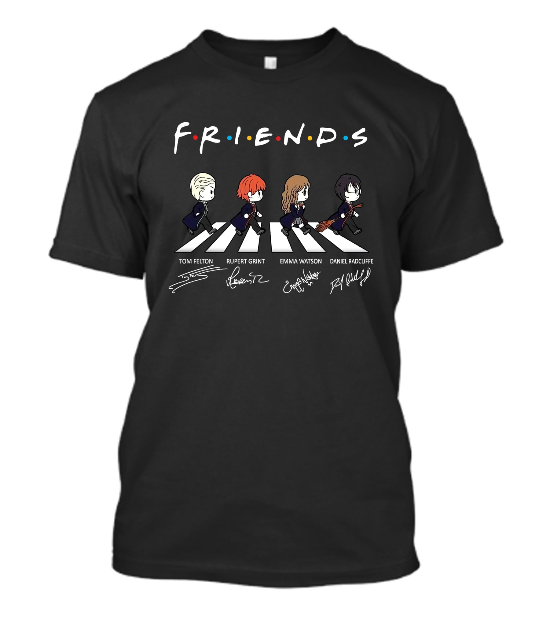 Friends Signatures Tom Felton Rupert Grint Emma Watson Daniel Radcliffe Abbey Road Wizards T-Shirt