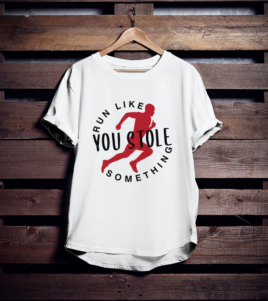Run Like You Stole Something Trail Running Silhouette Red Runner T-Shirt