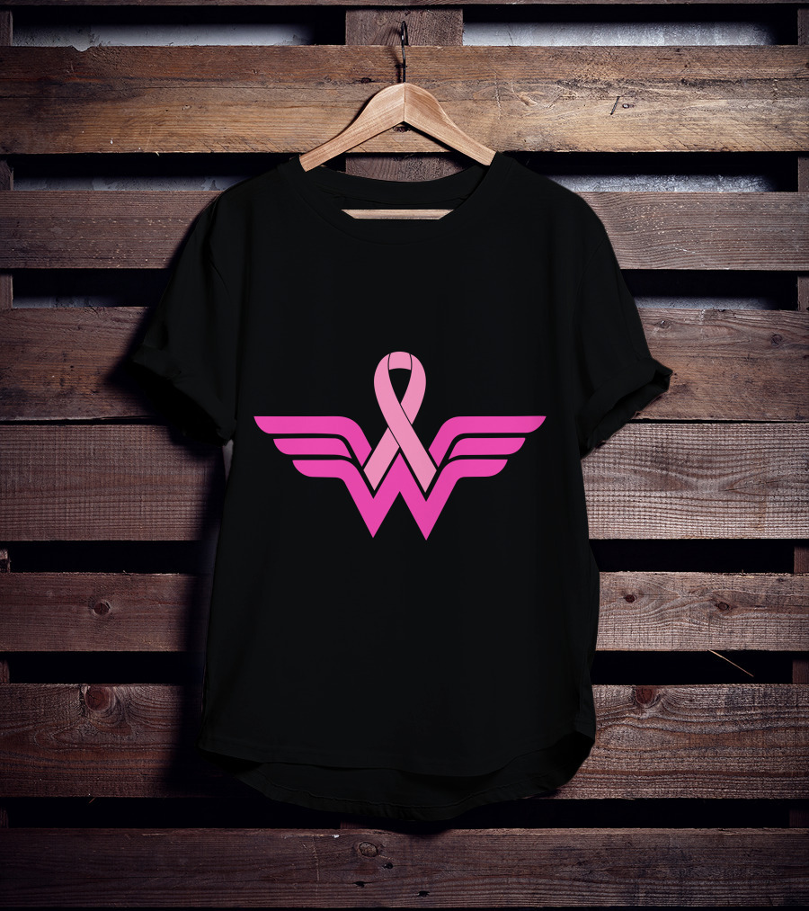 Wonder Woman Breast Cancer Awareness Ribbon T-Shirt