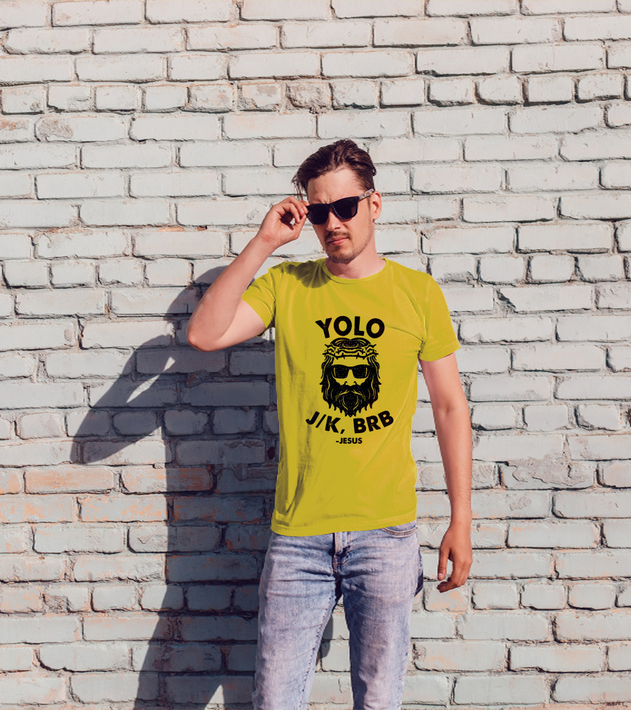 YOLO JK BRB Jesus Sunglasses Crown Of Thorns T-Shirt