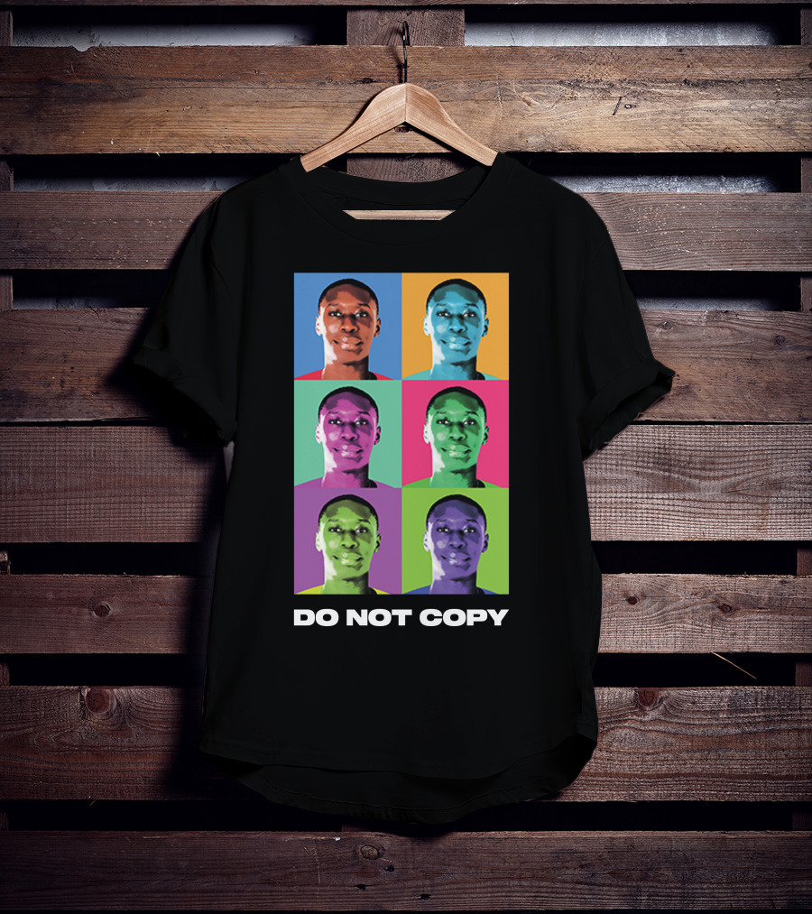 Khaby Lame Pop Art Style Do Not Copy Multi-Color Portraits T-Shirt