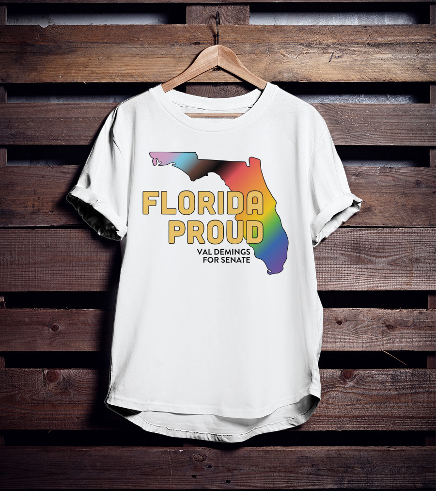 Florida Proud Rainbow Map Val Demings For Senate T-Shirt