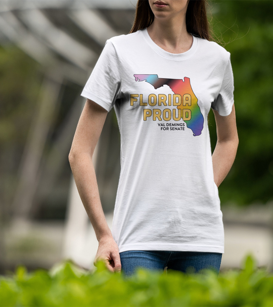 Florida Proud Rainbow Map Val Demings For Senate T-Shirt