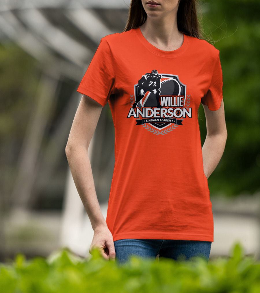 Willie Anderson Lineman Academy Football Shield T-Shirt