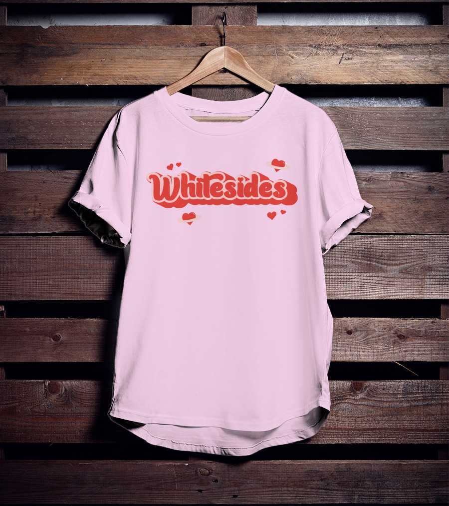 Whitesides Red Heart Design Pink Background T-Shirt