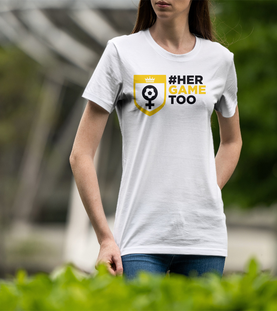 Her Game Too Soccer Symbol Empowerment T-Shirt