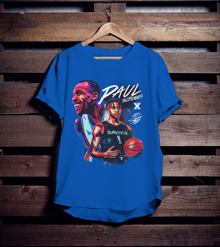 Paul Scruggs Xavier Basketball Number 1 Player Autograph Edition T-Shirt