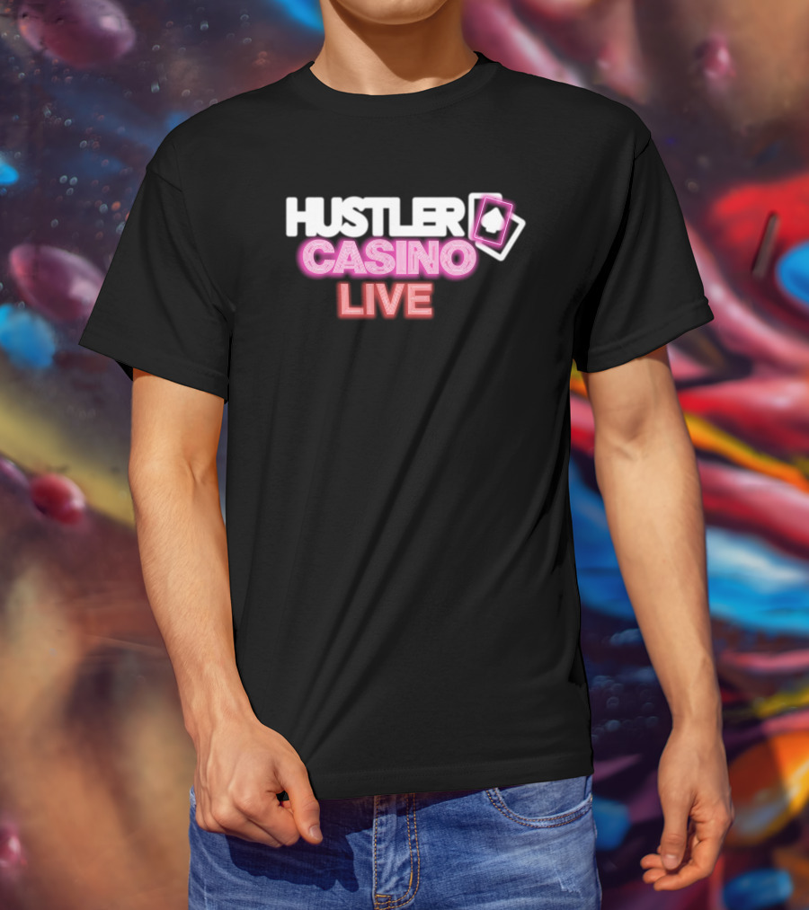 Hustler Casino Live Poker Cards Neon T-Shirt