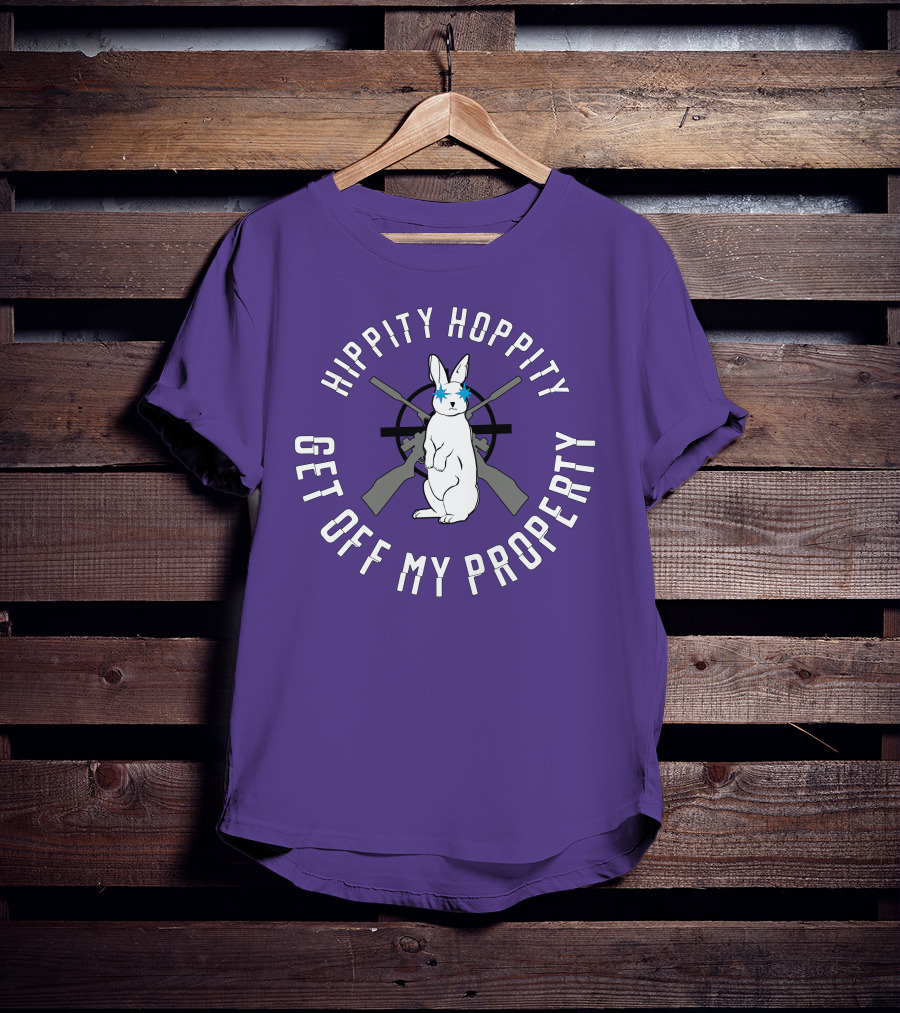 Hippity Hoppity Get Off My Property Rabbit With Crossed Rifles T-Shirt