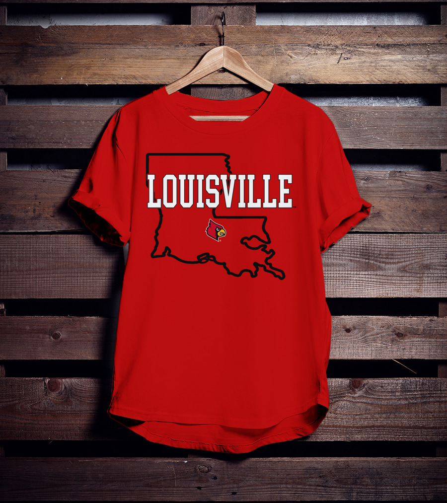 Louisville Cardinals Louisiana Map T-Shirt