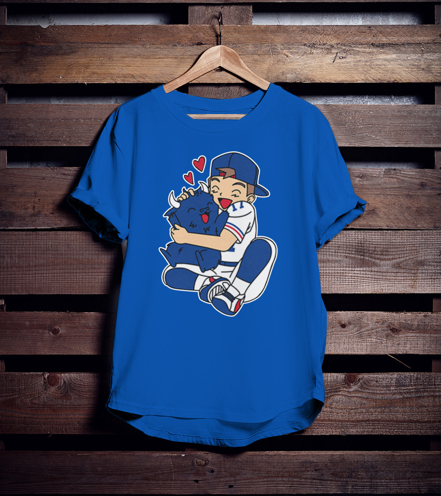 Gotta Throw 'Em All Cute Buffalo Hugging Sports Fan With Hearts T-Shirt