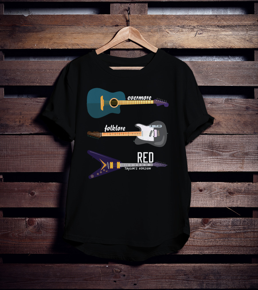 Evermore Folklore Red Taylor's Version Guitars T-Shirt