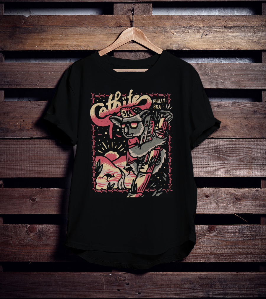 Catbite Philly Ska Koala In Sunglasses Retro Sunset Scene T-Shirt
