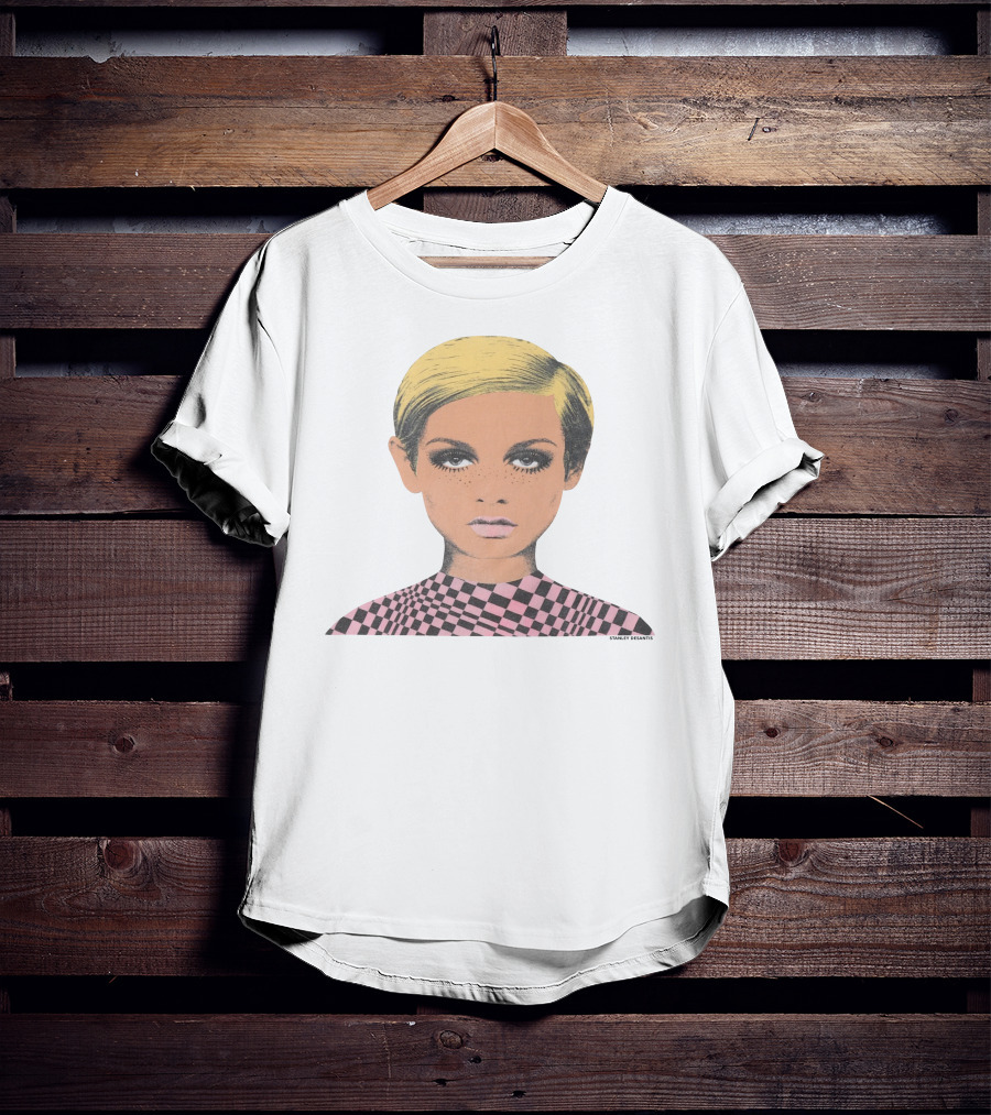 Stanley Desantis It's A Mod Mod World Luv Blonde Girl Checkered T-Shirt