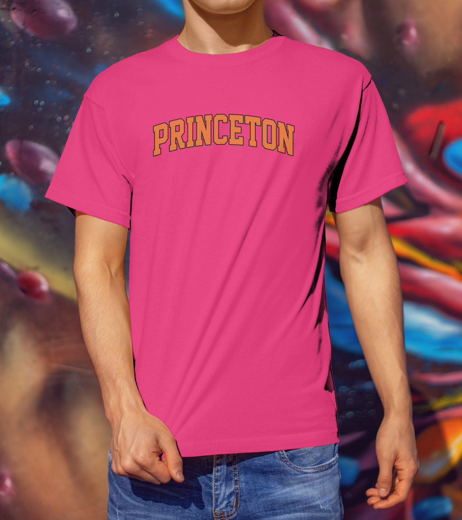 Princeton Arch Style Text Bold Pink Background T-Shirt