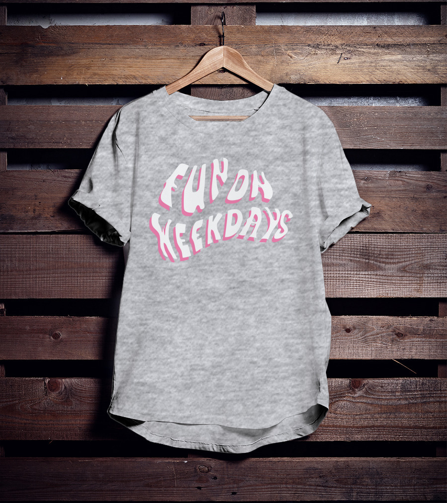 Jenna Palek Merch Fun On Weekdays Pink White Curved Text T-Shirt