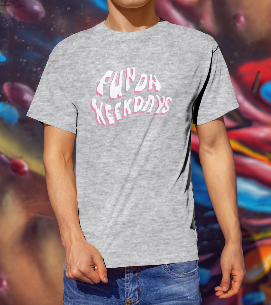 Jenna Palek Merch Fun On Weekdays Pink White Curved Text T-Shirt
