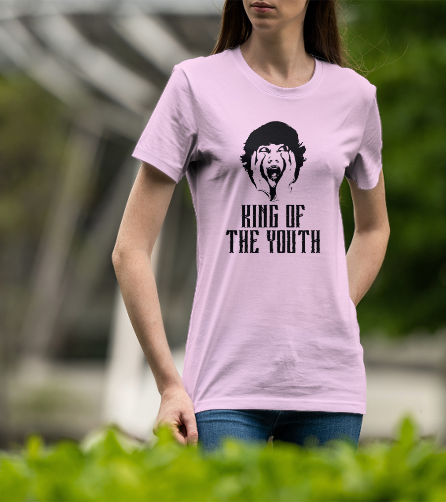 Baylen Levine Merch Store King Of The Youth Pink Graphic Featuring Shouting Face T-Shirt