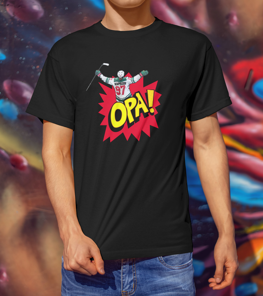 Hockeylodge Store Kirill Kaprizov 97 Opa Explosion T-Shirt