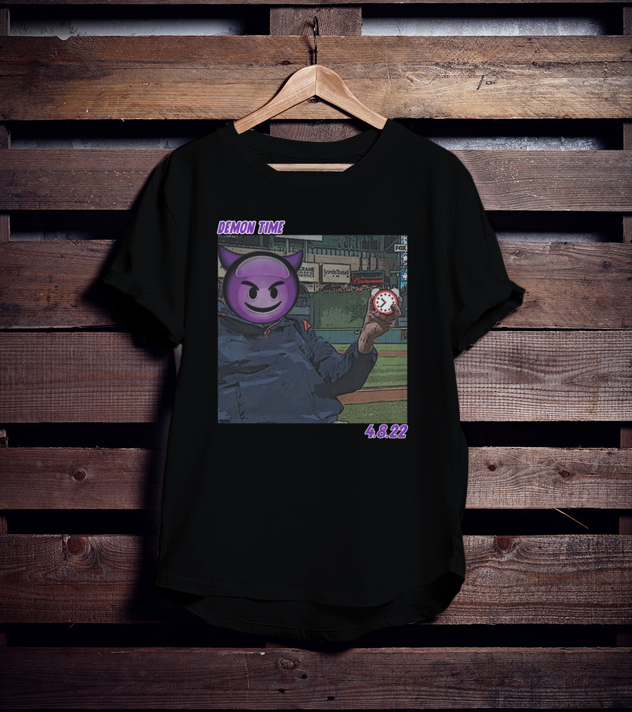 Demon Time Purple Emoji Face Baseball 4.8.22 T-Shirt
