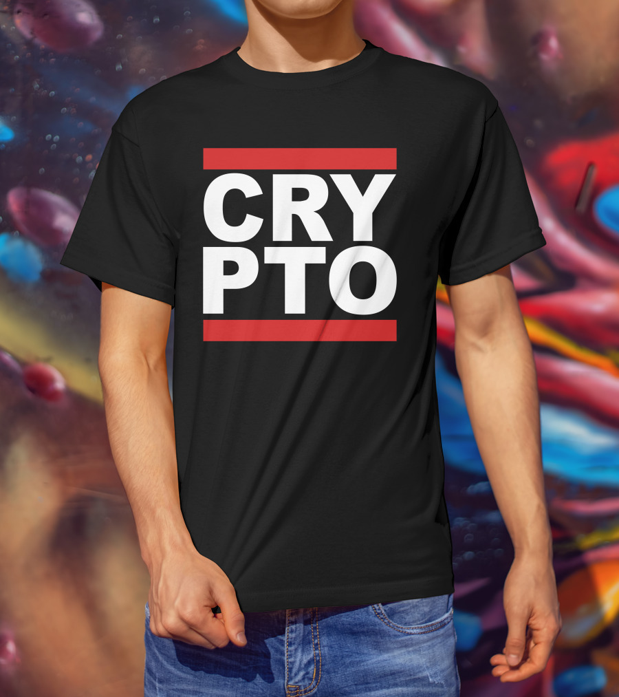 CRYPTO Bold Text Red Accents T-Shirt